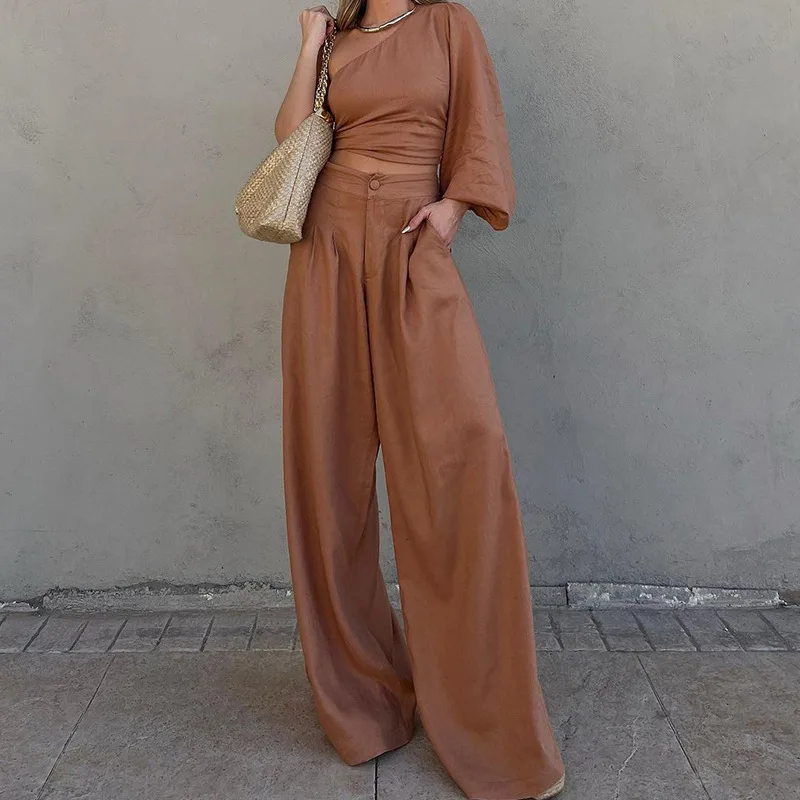 Sexy Diagonal Collar Crop Top and High Waist Long Pants Suit 2023 Women Fashion Street 2 Piece Sets Casual Loose Holiday Outfit
Sexy Diagonal Collar Crop Top and High Waist Long Pants Suit 2023 Women Fashion Street 2 Piece Sets Casual Loose Holiday Outfit