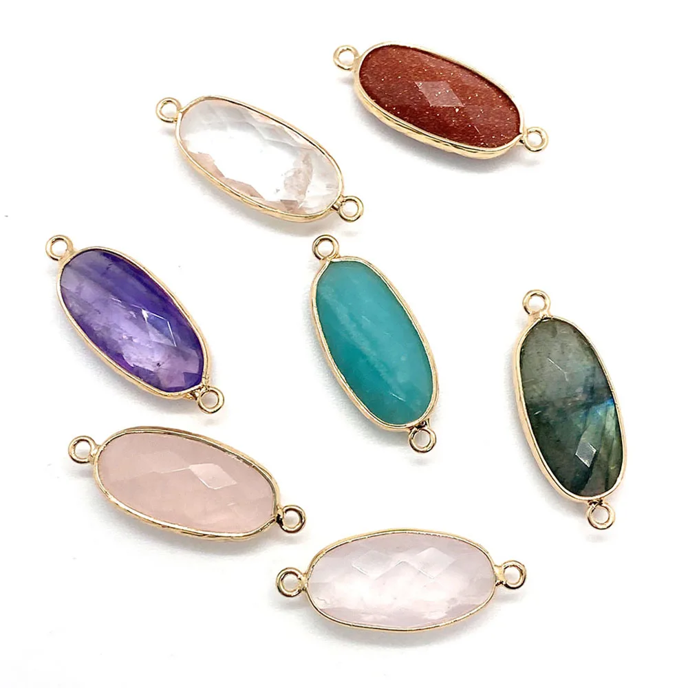 Oval Connector Wrapped Natural Stone Amethyst Golden Sandstone Tianhe Stone Pendant Diy Jewelry Making Women's Necklace Earrings
Oval Connector Wrapped Natural Stone Amethyst Golden Sandstone Tianhe Stone Pendant Diy Jewelry Making Women's Necklace Earrings