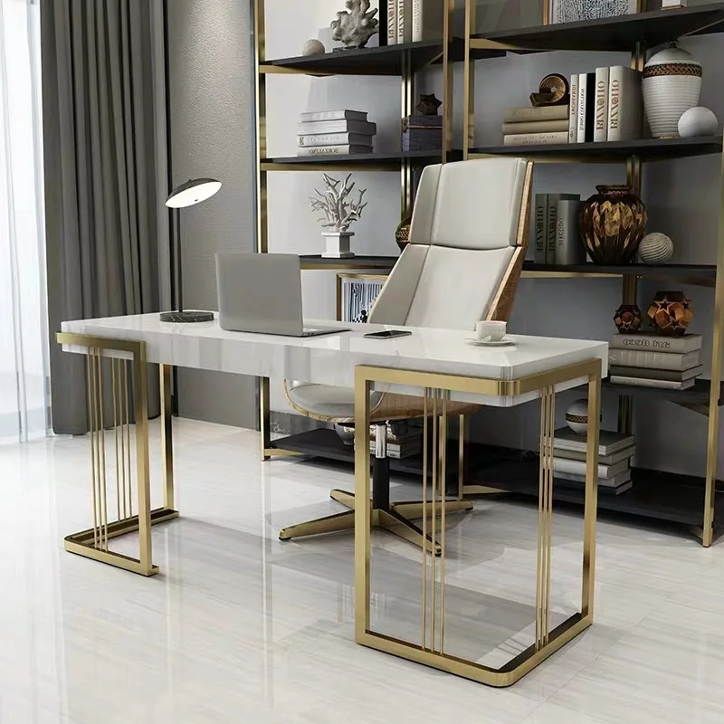 Office furniture, light and luxurious desk, modern simple baking paint, office desk, chair, gold computer desk.
Office furniture, light and luxurious desk, modern simple baking paint, office desk, chair, gold computer desk.