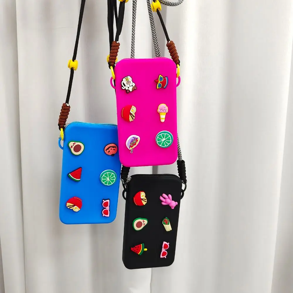 Cute Silicone Crossbody Bag Waterproof Zipper Travel Phone Bag Solid Color Large Capacity Coin Purse Cute Silicone Crossbody Bag Waterproof Zipper Travel Phone Bag Solid Color Large Capacity Coin Purse