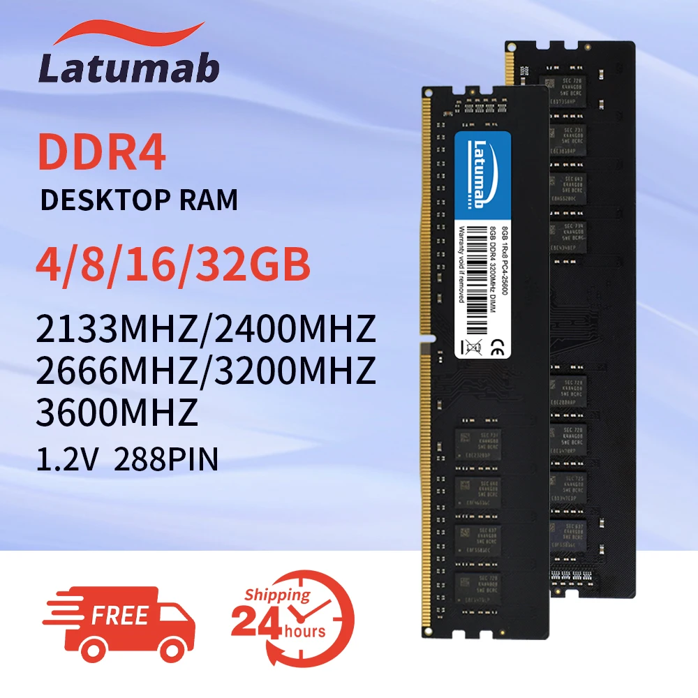 

Memoria RAM DDR4 8GB 16GB 4GB 3200MHz 2666MHz 2400MHz 2133MHz 3600MHz Desktop Memory DIMM PC4-25600 21300 19200 1.2V 288Pins
