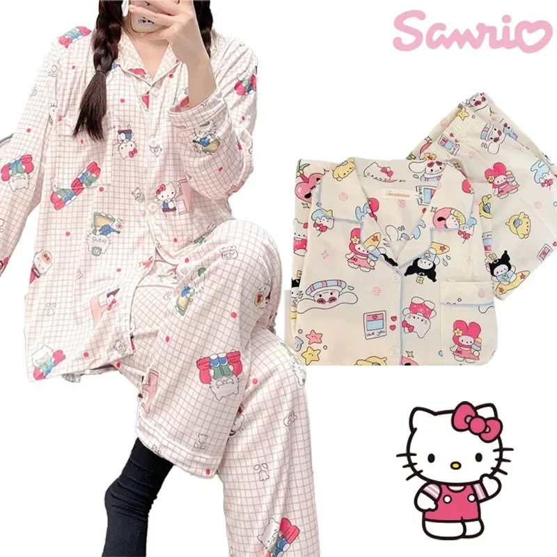 Sanrio Hello Kitty Kuromi Pajamas Women Autumn Cardigan Lapel Wind Pajamas Long Sleeve Two Piece Sets Girls Can Be Worn Outside
Sanrio Hello Kitty Kuromi Pajamas Women Autumn Cardigan Lapel Wind Pajamas Long Sleeve Two Piece Sets Girls Can Be Worn Outside