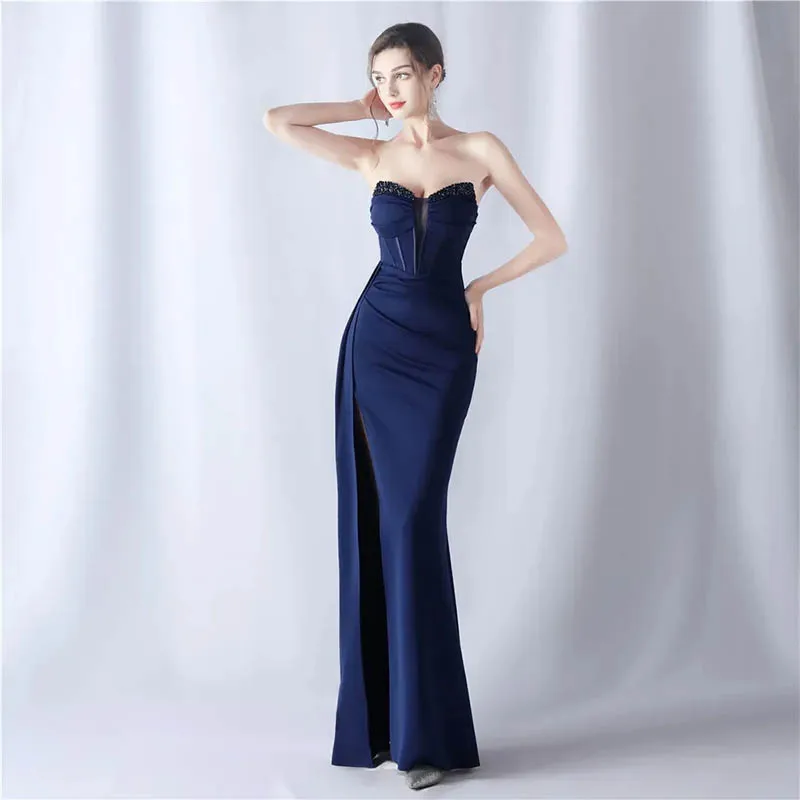New Arrival Elegant Women Strapless Beading Party Maxi Dress Sexy Evening Dress Long Formal Party Gowns vestidos de gala 
New Arrival Elegant Women Strapless Beading Party Maxi Dress Sexy Evening Dress Long Formal Party Gowns vestidos de gala