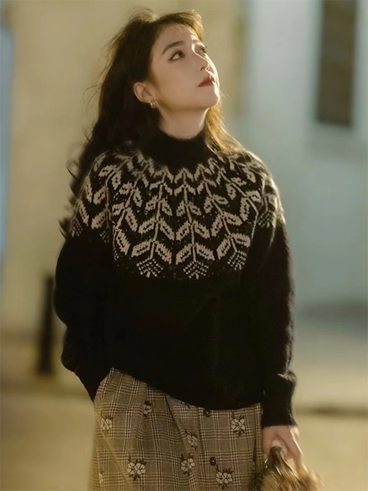 Spring Autumn French Vintage Wool Sweater Women Half High Collar Knitted Pullover High Quality Cashmere Wool Jumper X734
Spring Autumn French Vintage Wool Sweater Women Half High Collar Knitted Pullover High Quality Cashmere Wool Jumper X734
