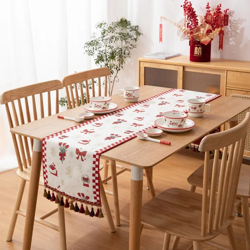 Merry Christmas Polyester Tulip Fringe Table Runner Kitchen Coffee Table Red Table Runner With Tassel Thanksgiving Home Decor
Merry Christmas Polyester Tulip Fringe Table Runner Kitchen Coffee Table Red Table Runner With Tassel Thanksgiving Home Decor