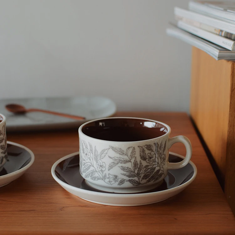 Generic 220ml Ceramic Coffee Cups and Saucers Espresso Cups Porcelain