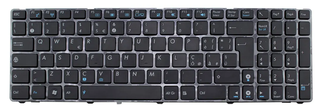 Новая Черная итальянская клавиатура с черной рамкой для ASUS N61 N61Da N61J N61Ja N61Jq N61Jv N61V