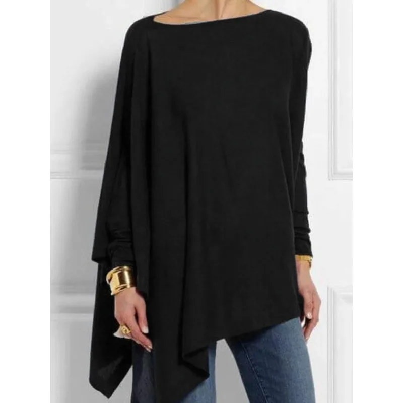 Women's Long Sleeve Irregular Hem Solid Round Neck Pullover T-shirt Casual Loose Large Sleeve Top Minimalism Street Style Mujer
Women's Long Sleeve Irregular Hem Solid Round Neck Pullover T-shirt Casual Loose Large Sleeve Top Minimalism Street Style Mujer