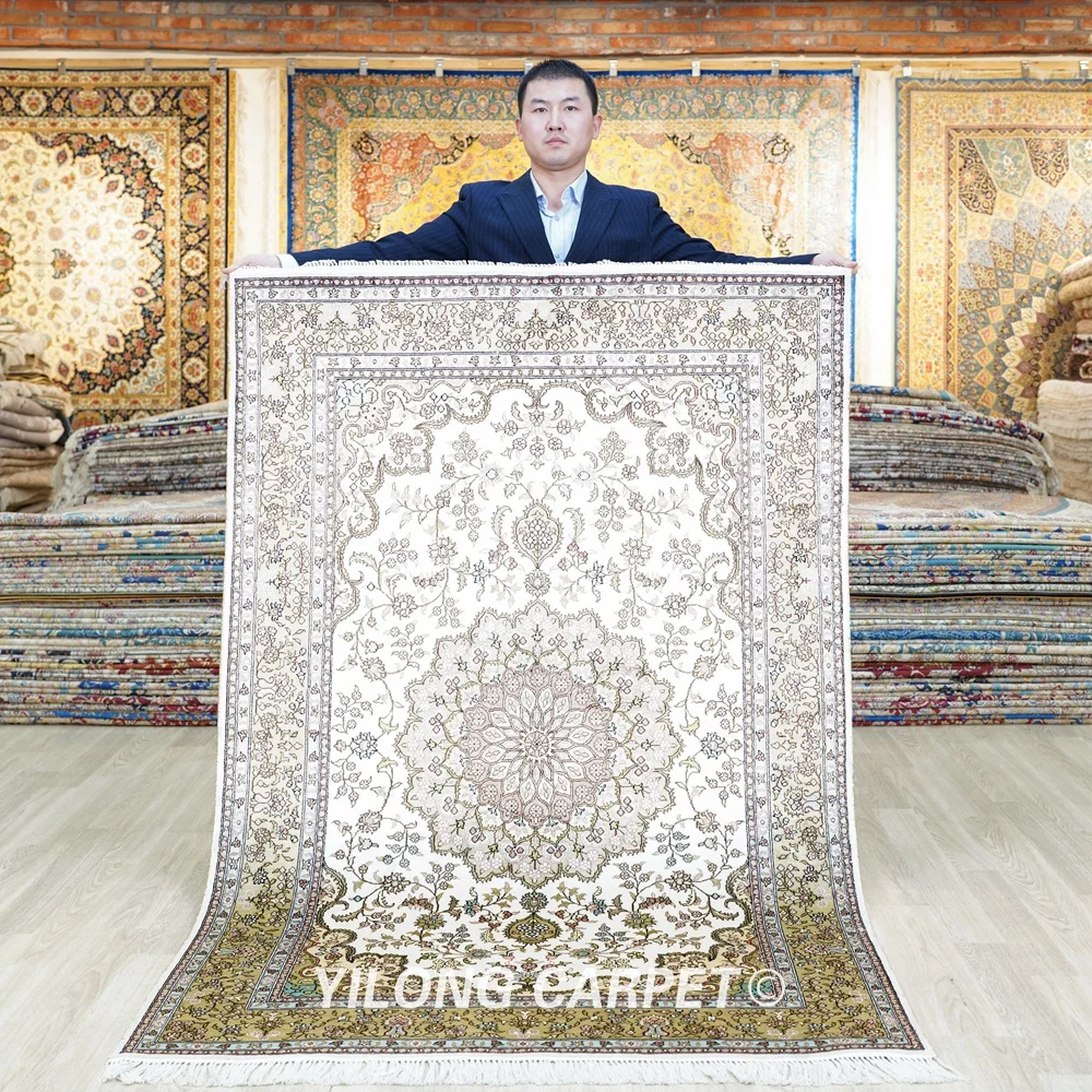 

122x183cm Persian Floral Carpet Vantage Antique Exquisite Beige Oriental Rug Types (YHW85B)