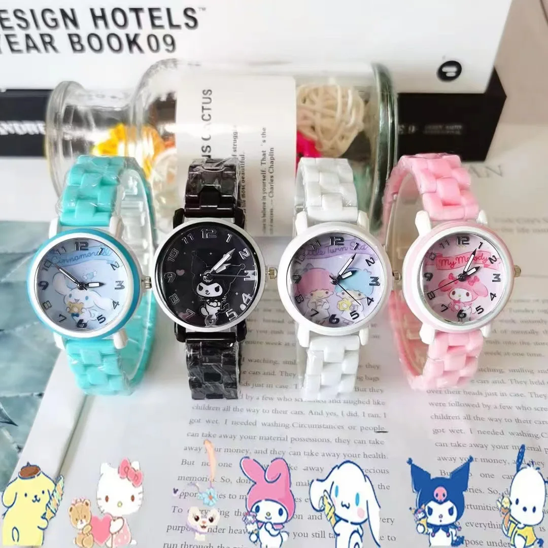

Часы Sanrio Hello Kitty Kawaii Kuromi Cinnamoroll кварцевые повседневные модные наручные часы Melody для женщин детей девочек подарок на день рождения