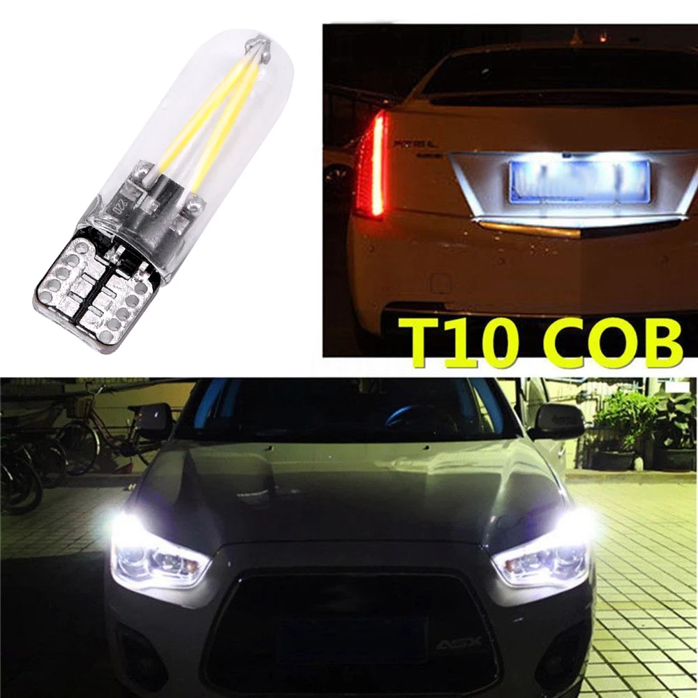 

Car Glass Auto Lamps 6500K COB License Plate Lights White DC 12V-24V Super bright 2pcs 3W T10 194 168 LED 2018