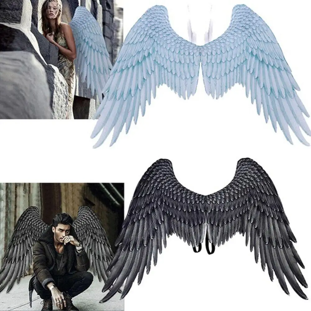 

Women Clothing Angel Wings Carnival Halloween Ball Cosplay White New Choose Colors Wings Prop Party 4 Black Costume L W2d0