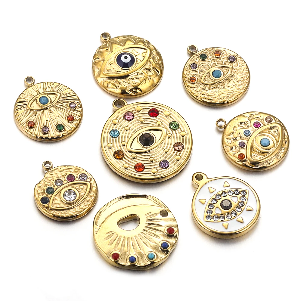 5pcs Stainless Steel Evil Eye Pendant Gold Plated Earrings Charm Necklace Connector for DIY Jewelry Making Supplies Wholesale
5pcs Stainless Steel Evil Eye Pendant Gold Plated Earrings Charm Necklace Connector for DIY Jewelry Making Supplies Wholesale