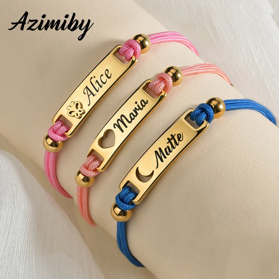 Azimiby Personalized Engrave Kid's Name Id Bar String Bracelets For Boy Girl Stainless Steel Custom Baby Birthday DateJewelry
Azimiby Personalized Engrave Kid's Name Id Bar String Bracelets For Boy Girl Stainless Steel Custom Baby Birthday DateJewelry
