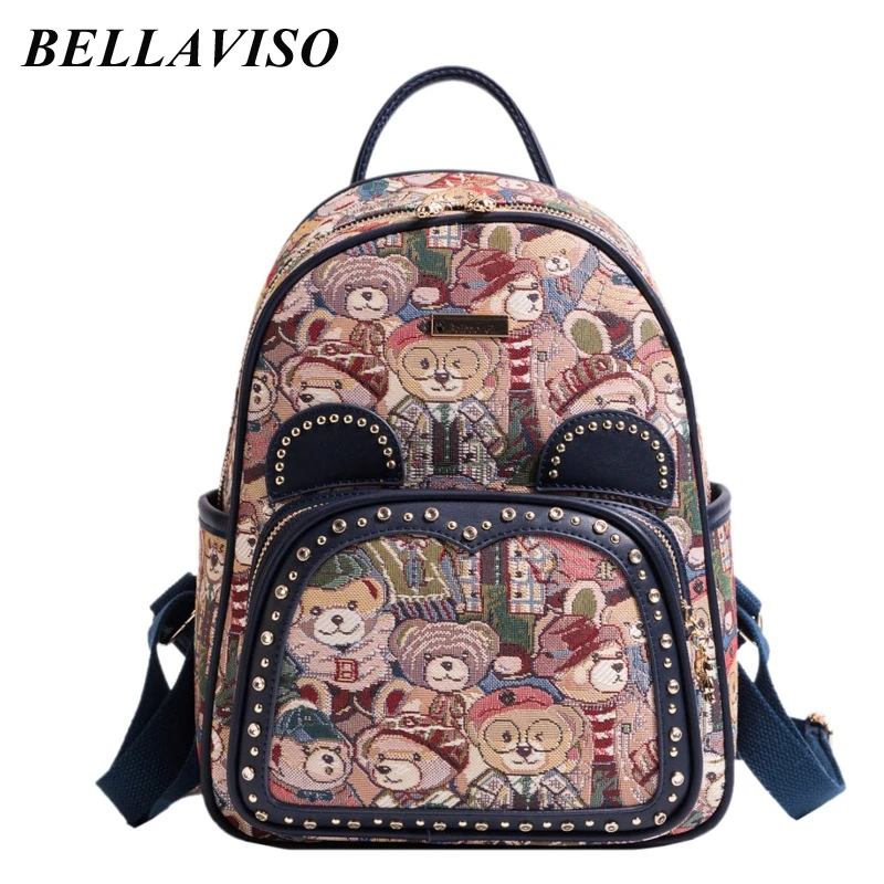 BellaViso Lovely Spring Women's Backpacks Fashion Canvas Printed Cute Cartoon Small Bear Travel Outdoor Students' Bags BLBP-65
BellaViso Lovely Spring Women's Backpacks Fashion Canvas Printed Cute Cartoon Small Bear Travel Outdoor Students' Bags BLBP-65