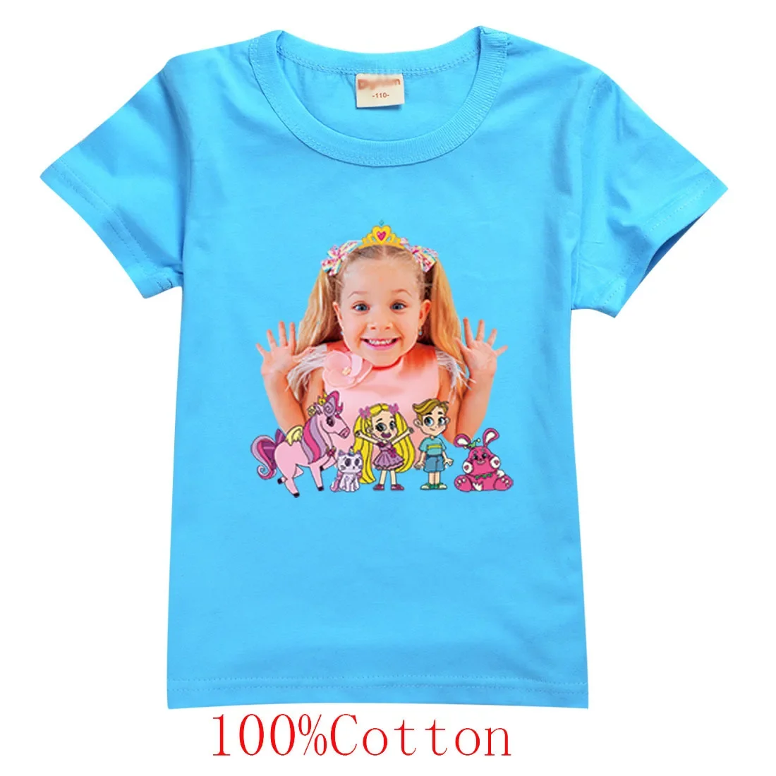 

Cute Roma Y Diana Show Clothes Kids Cotton T-shirts Baby Girls Short Sleeve Tops Teenager Boys O-neck Tshirts Children Clothing