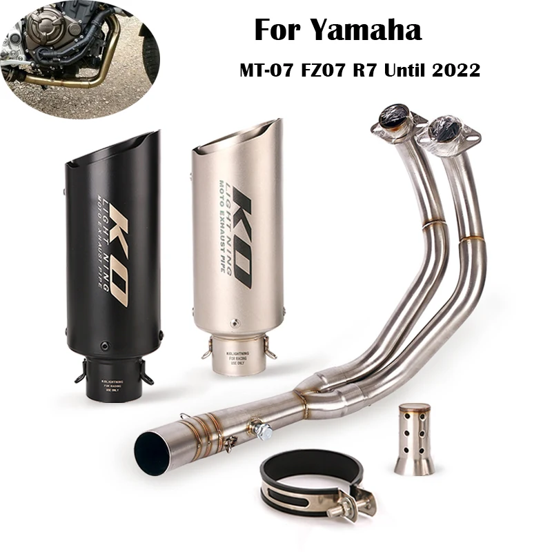 

For Yamaha MT-07 FZ07 R7 Until 2022 Exhaust System 51MM Slip On Motorcycle Header Link Pipe Muffler Escape Removable DB Killer