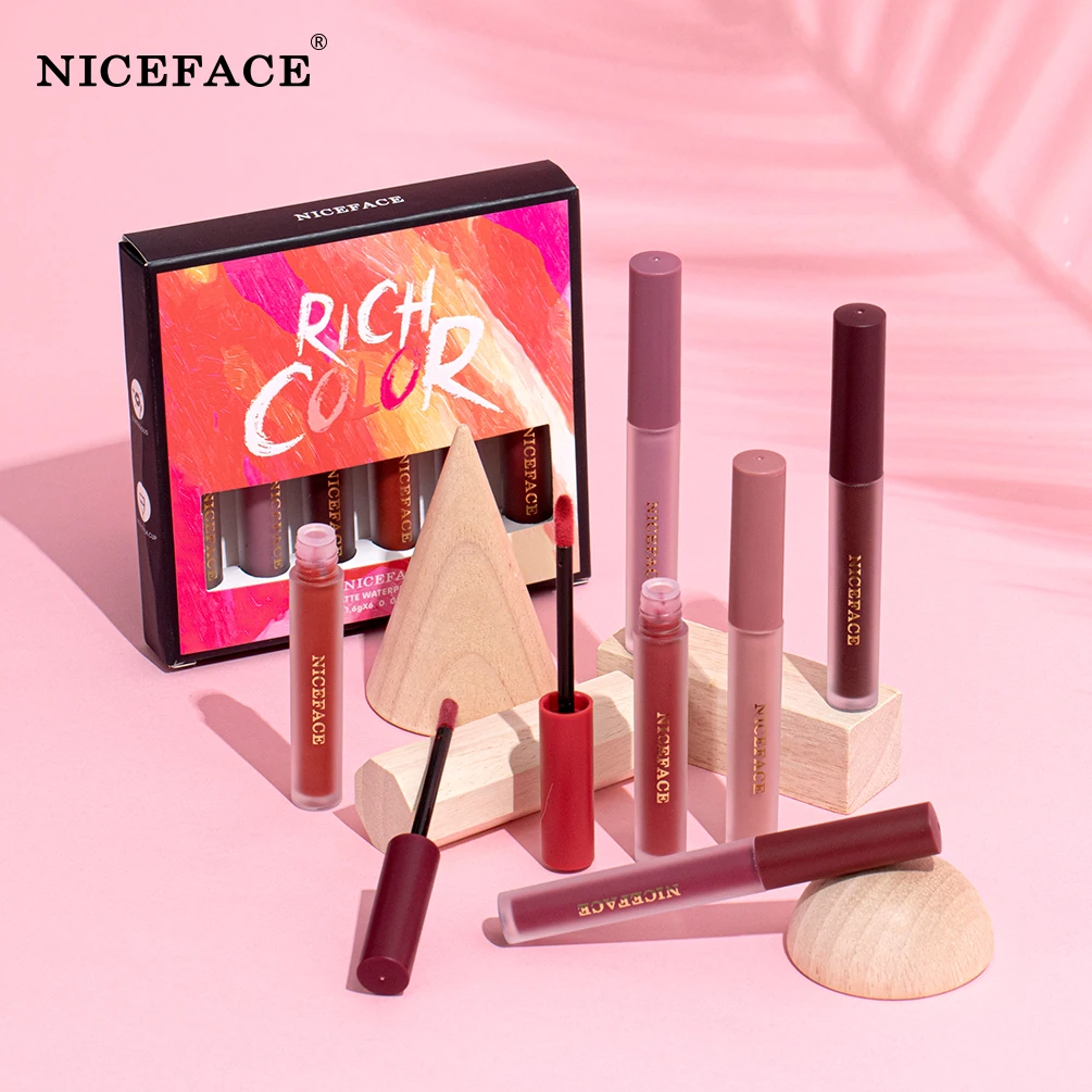 NICEFACE 6pcs/set Liquid Lipstick Waterproof Long Lasting Cosmetic Sexy Matte Lip Gloss Nude Lip Tint Stain Makeup Kits Lipgloss
NICEFACE 6pcs/set Liquid Lipstick Waterproof Long Lasting Cosmetic Sexy Matte Lip Gloss Nude Lip Tint Stain Makeup Kits Lipgloss