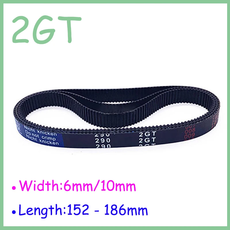 

Width 6/10mm 2GT Rubber Closed Loop Timing Belt Length 152 156 160 164 166 168 172 176 180 182 186mm Synchronous Belt Pitch 2mm