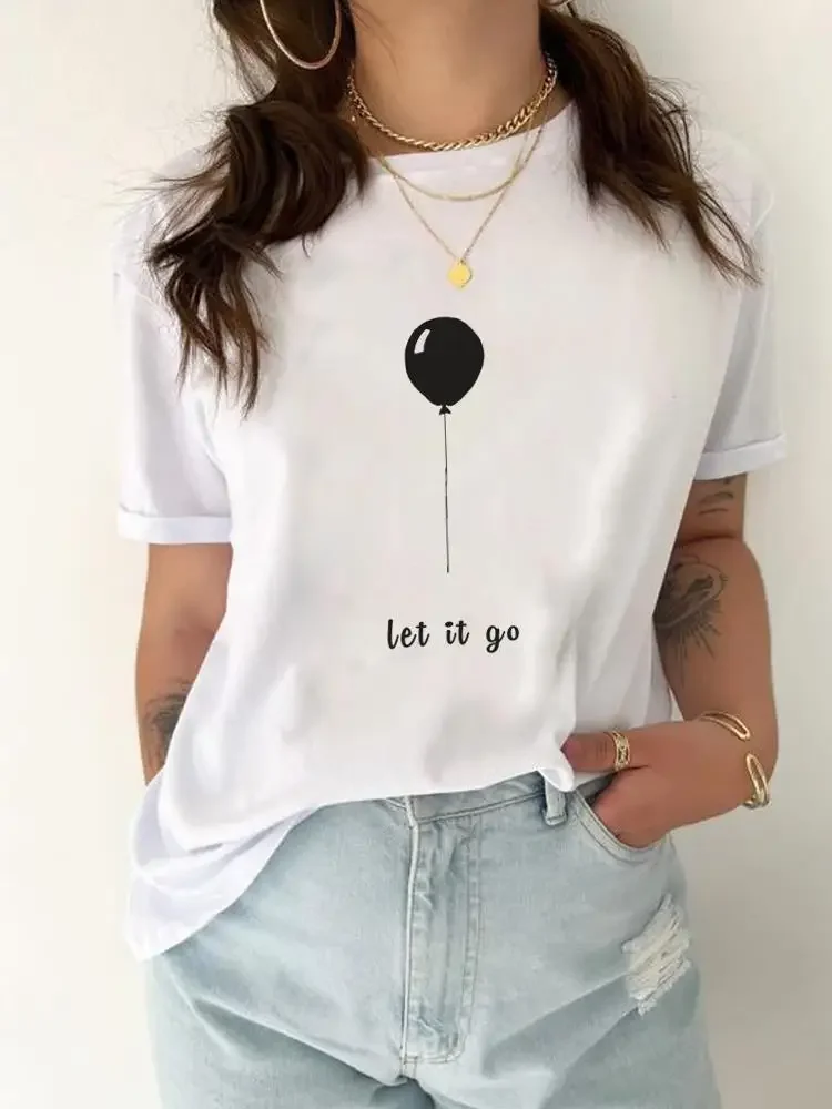 

Трендовая Милая футболка с принтом воздушных шаров, женская модная повседневная одежда, женская футболка с графическим рисунком, футболка с коротким рукавом