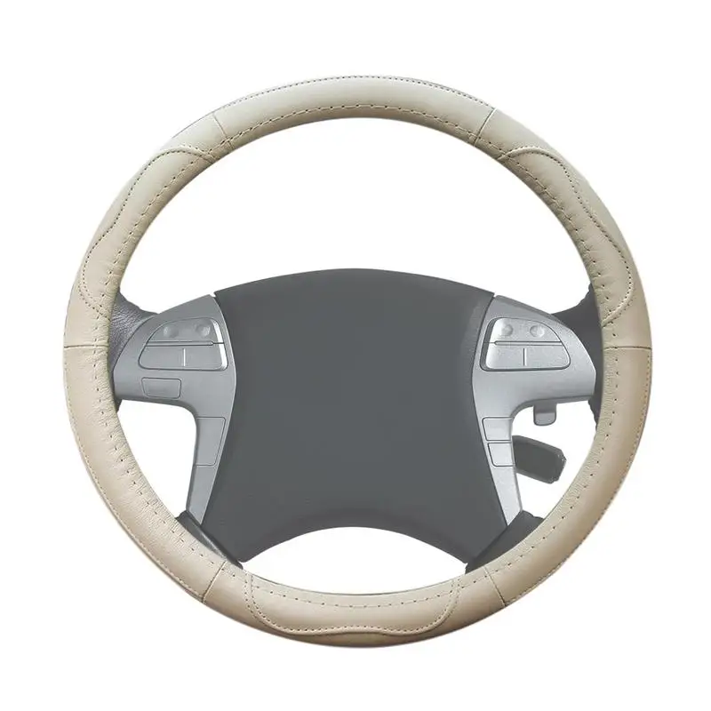 

Steering Wheel Cover Leather Universal Car Wheel Protective Cover Non Slip Leather Designed For 14 1/2 To 15inch 37 To 39cm