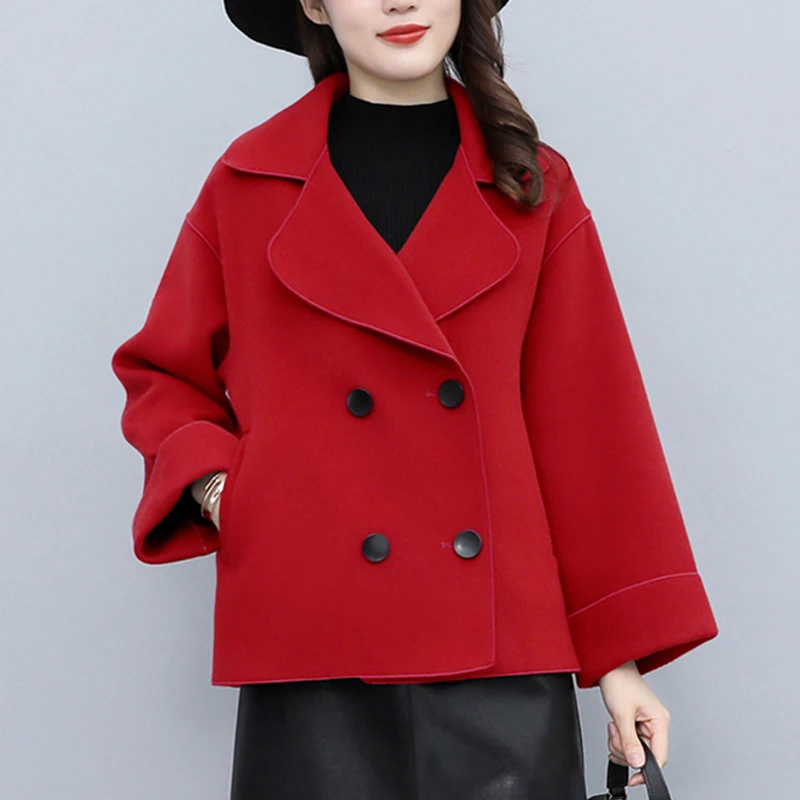 Autumn Winter Women Jacket Short Woolen Coat Slim Fit Casual Turn Down Collar Double Breasted Overcoat Cardigan Loose Outerwear
Autumn Winter Women Jacket Short Woolen Coat Slim Fit Casual Turn Down Collar Double Breasted Overcoat Cardigan Loose Outerwear