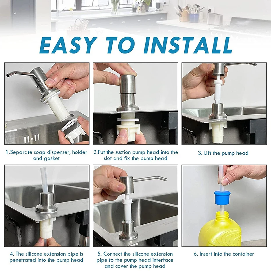 Generic Kitchen Liquid Soap Dispenser Extension Tube Kit Black