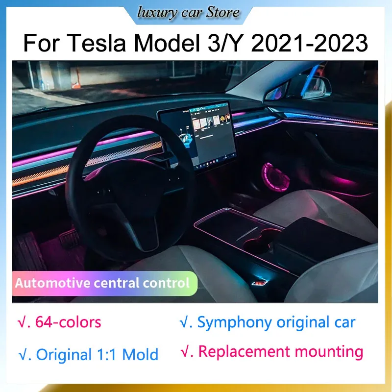 

Car Styling Ambient Lamp Lights For Tesla Model 3/Model Y 2021-2023 Dragon Rainbow Laser Atmosphere Lamp Decorate Ambient Light