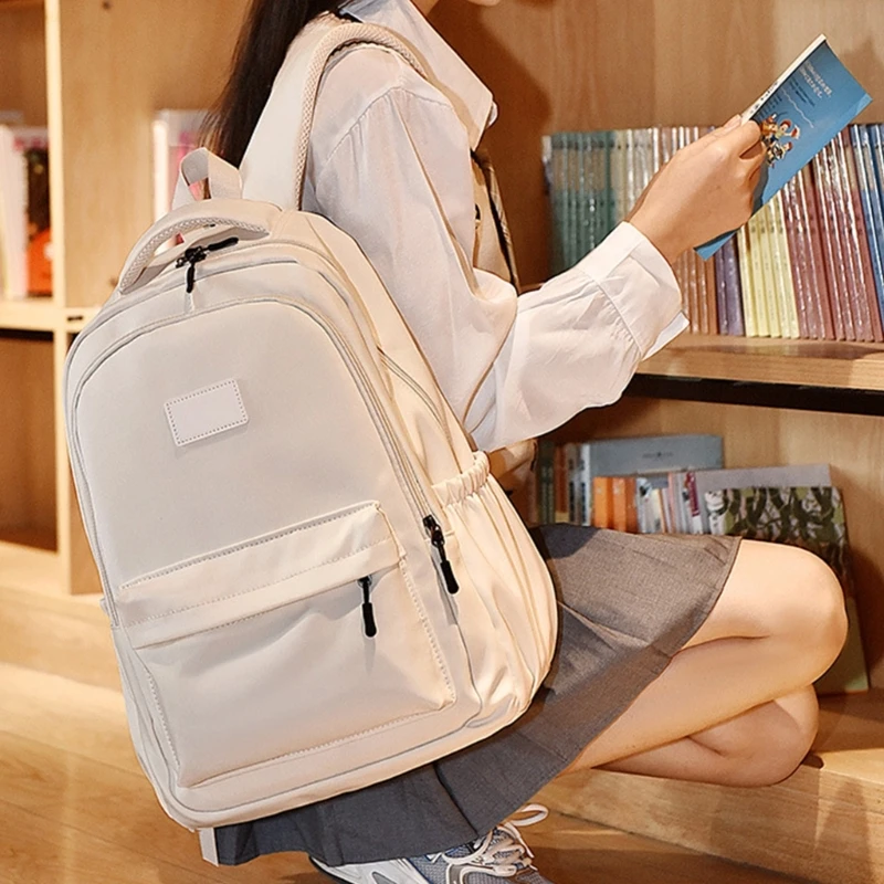 

Повседневный рюкзак для ноутбука для женщин и мужчин, вместительный однотонный дорожный ранец с несколькими карманами для студентов колледжей и школ