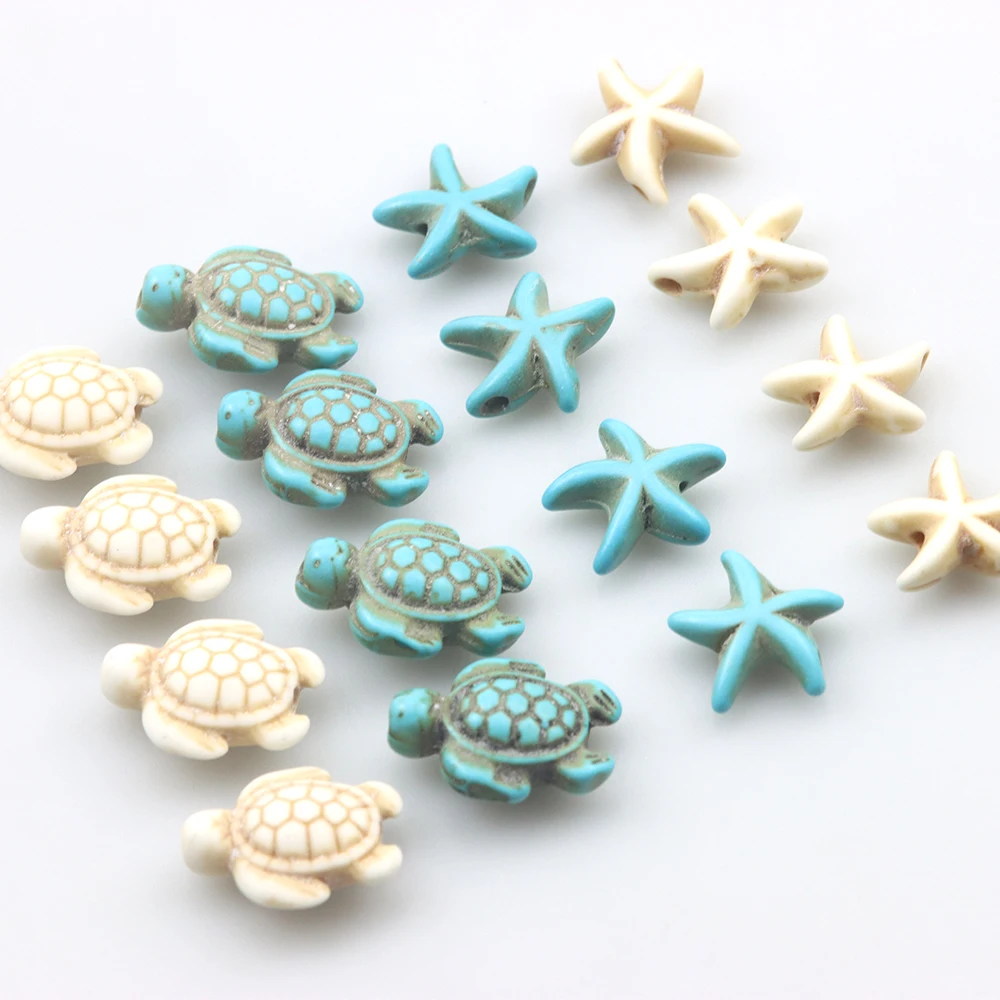 

Natural Dye Turquoise 16 Pieces/Batch Of Fish/Starfish/Turtle/Beaded Multi Shaped Handmade DIY Jewelry Accessories