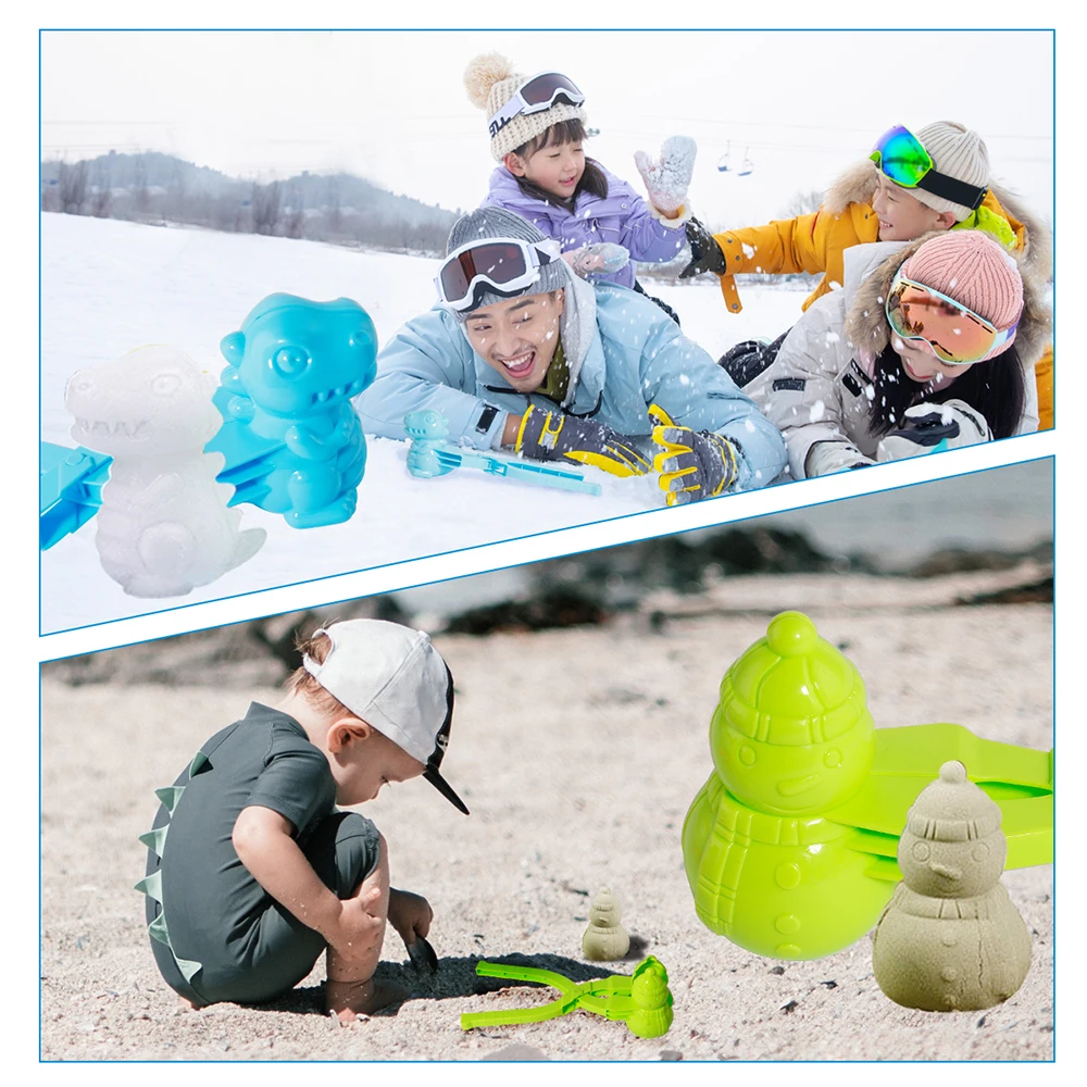 

Funny Snowball Maker Clip Cute Snowman Duck Dinosaur Shape Tongs Winter Snow Sand Mold for Snowball Fight Outdoor Fun Sports Toy