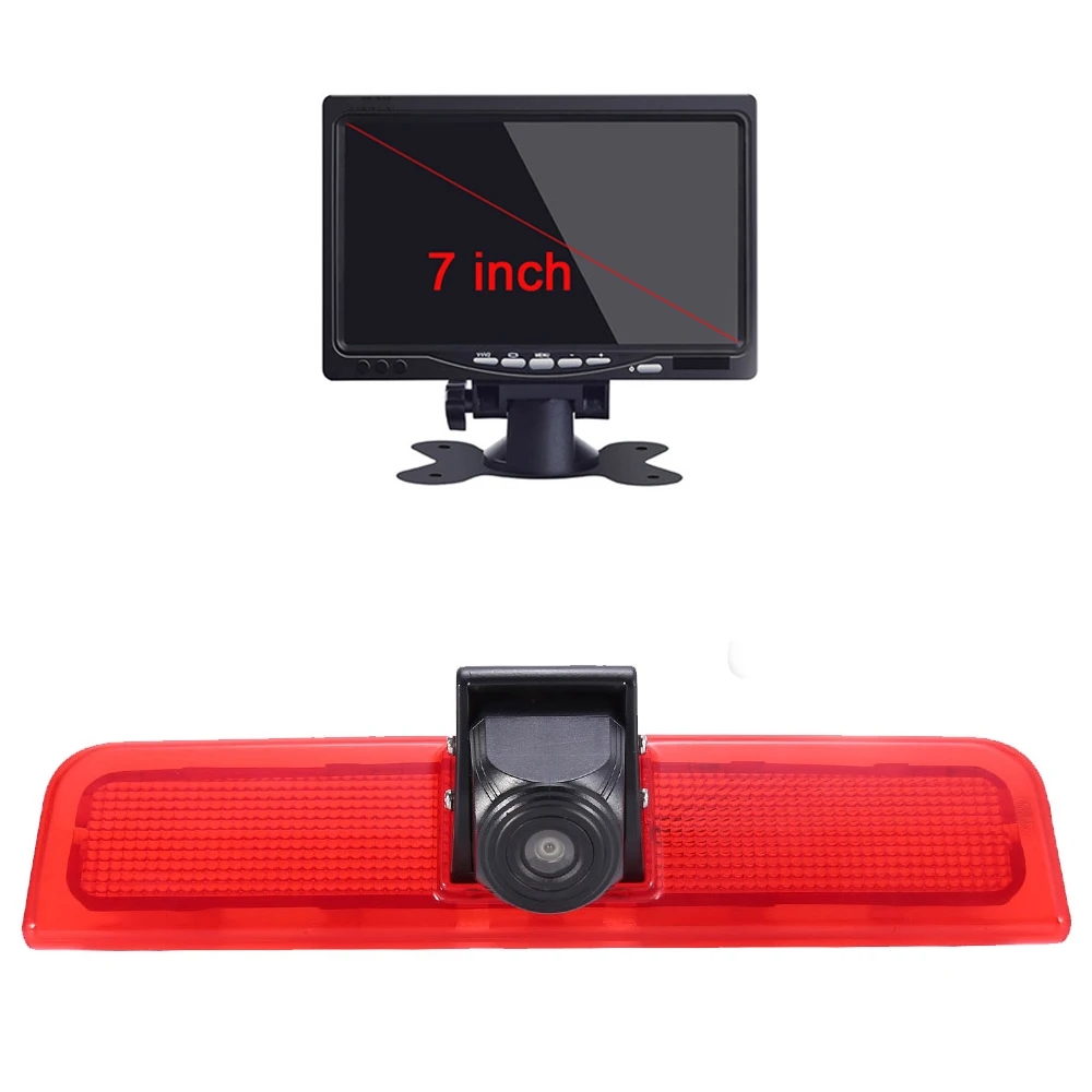 

HKNL CCD Car Rear View Camera With 7" 4.3"Monitor Mirror For VW Caddy Life 2K Facelift III Kasten 2KA Kombi Van 3rd Brake Light