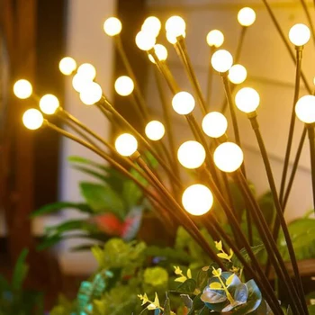 LED 태양열 정원 조명 전원 반딧불 조명, 야외 방수 활기찬 정원 불꽃놀이 조명, 파티오 통로 장식