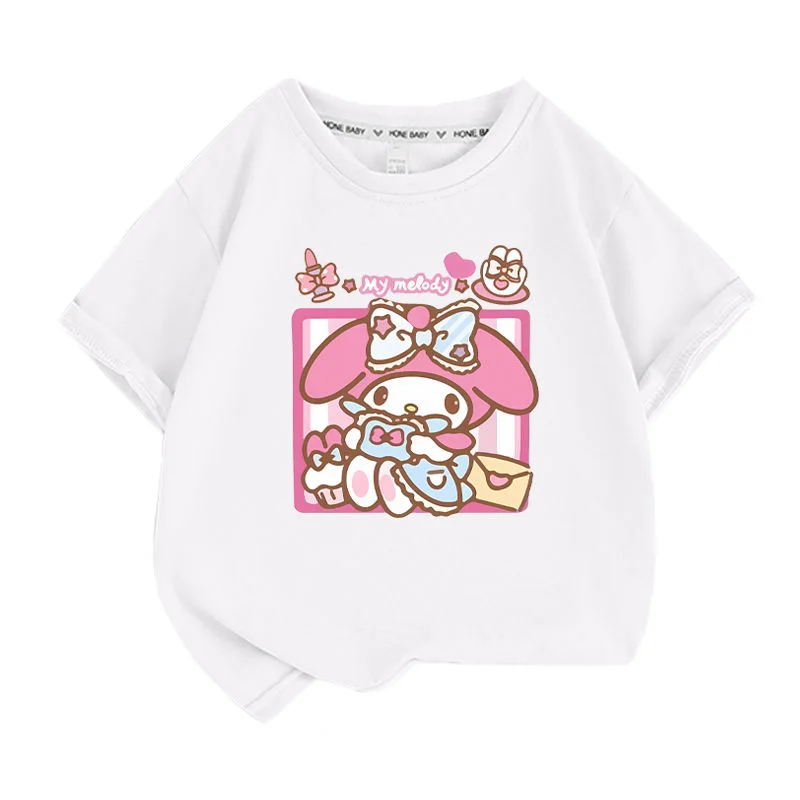 Sanrio Mymelody Short Sleeved Top Girls' T-Shirt Summer Clothes Children's Loose Fitting Half Sleeved Top Round Neck T-Shirt
Sanrio Mymelody Short Sleeved Top Girls' T-Shirt Summer Clothes Children's Loose Fitting Half Sleeved Top Round Neck T-Shirt