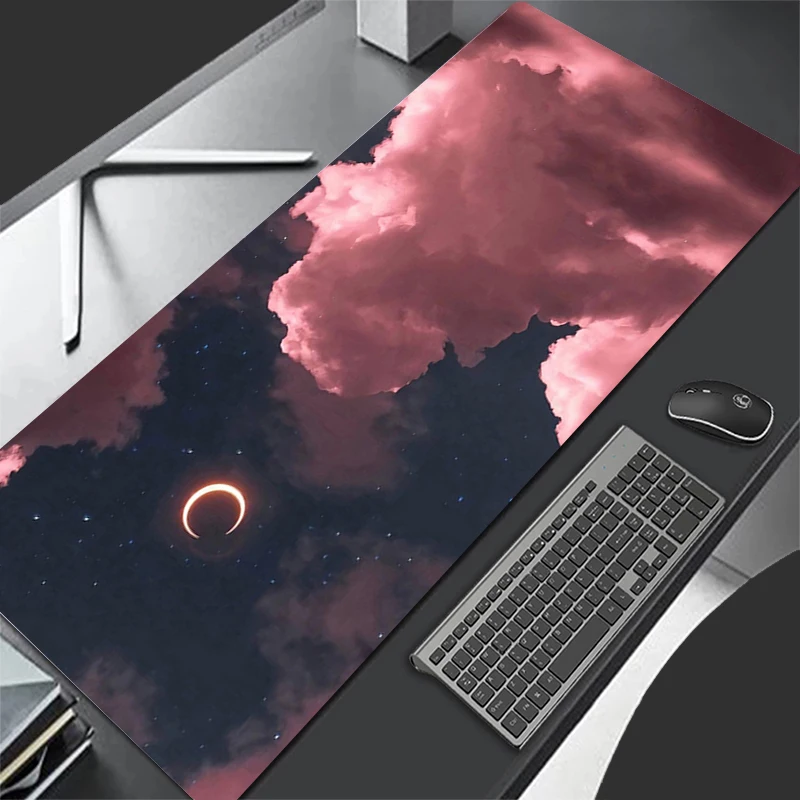 

Pink Sky Clouds Moon Keyboard Pad Large PC Gaming Accessories Mouse Pad Anime Gamer Cabinet Desk Mat Cartoon Mousepad XXL Carpet