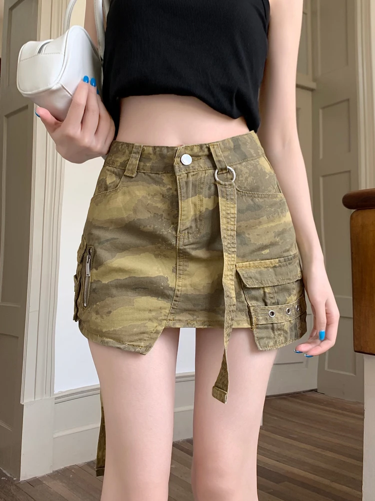 High Street Camo Mini Skirt Women Sexy High Waist Camouflage Jean Skirt Irregular A-line Casual Denim Short Skirt With Pocket
High Street Camo Mini Skirt Women Sexy High Waist Camouflage Jean Skirt Irregular A-line Casual Denim Short Skirt With Pocket