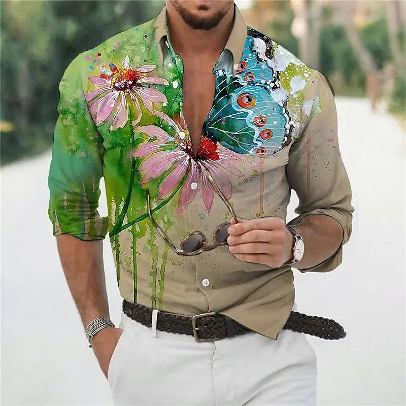 2023 Hawaiian Butterfly Shirts For Men 3d Long Sleeve Flower Shirt Beach V-neck Oversized Tops Tee Shirt Homme Summer Clothing
2023 Hawaiian Butterfly Shirts For Men 3d Long Sleeve Flower Shirt Beach V-neck Oversized Tops Tee Shirt Homme Summer Clothing