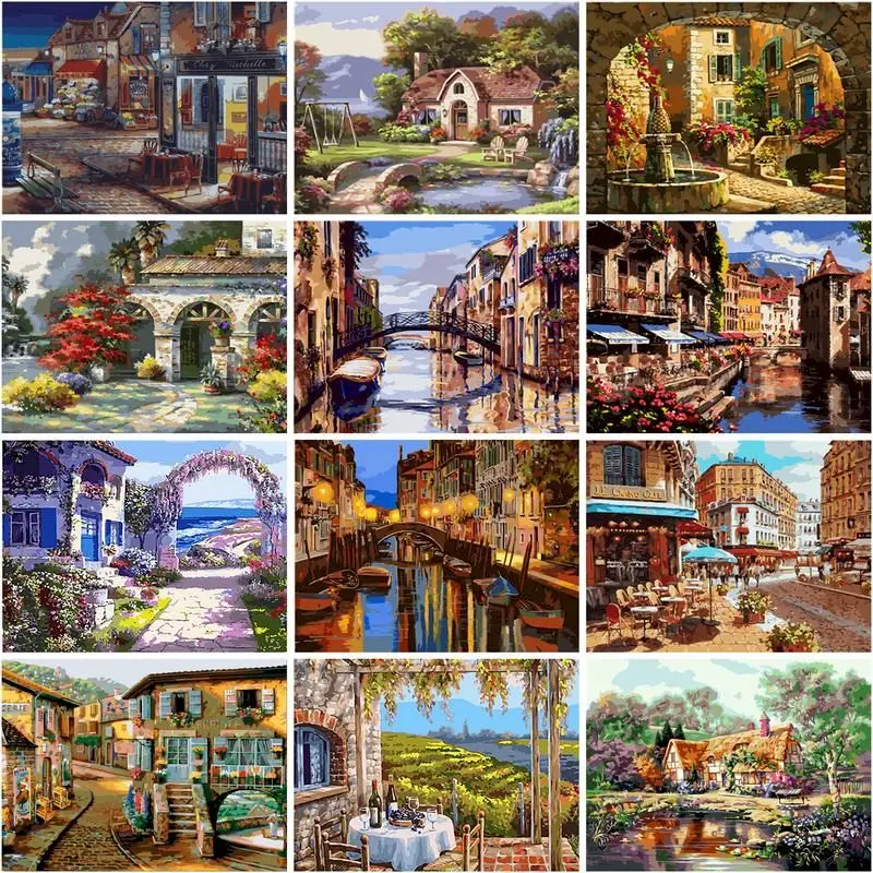 

CHENISTORY 5d Diamond Painting Town Landscape Kits Diy Diamond Embroidery Cross Stitch Mosaic Wall Gift Decor For Home