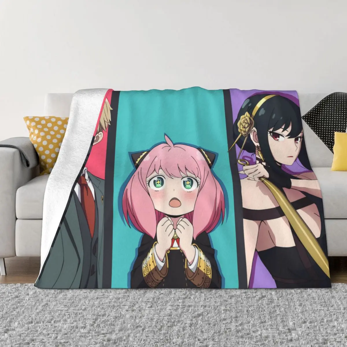 

Spy X Family Anime Blanket Flannel Spring Autumn Fight Warm Throws For Winter Bedding