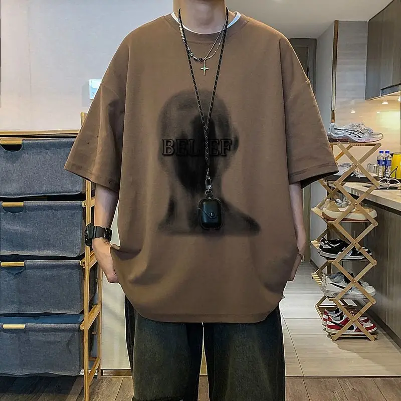 American retro heavyweight pure cotton brown short-sleeved T-shirt men's summer loose casual versatile student quarter-sleeved
American retro heavyweight pure cotton brown short-sleeved T-shirt men's summer loose casual versatile student quarter-sleeved