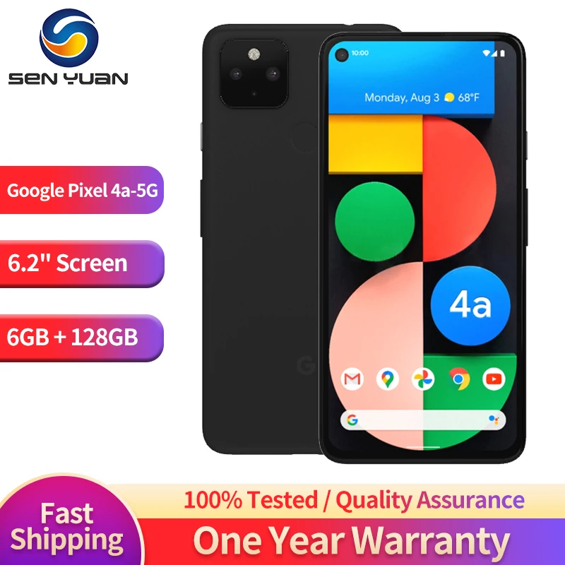 

Original Unlocked Google Pixel 4A 5G Mobile Phone 128GB ROM 6GB RAM NFC 6.2'' OLED Screen 12.2MP+16MP+8MP Octa-Core SmartPhone