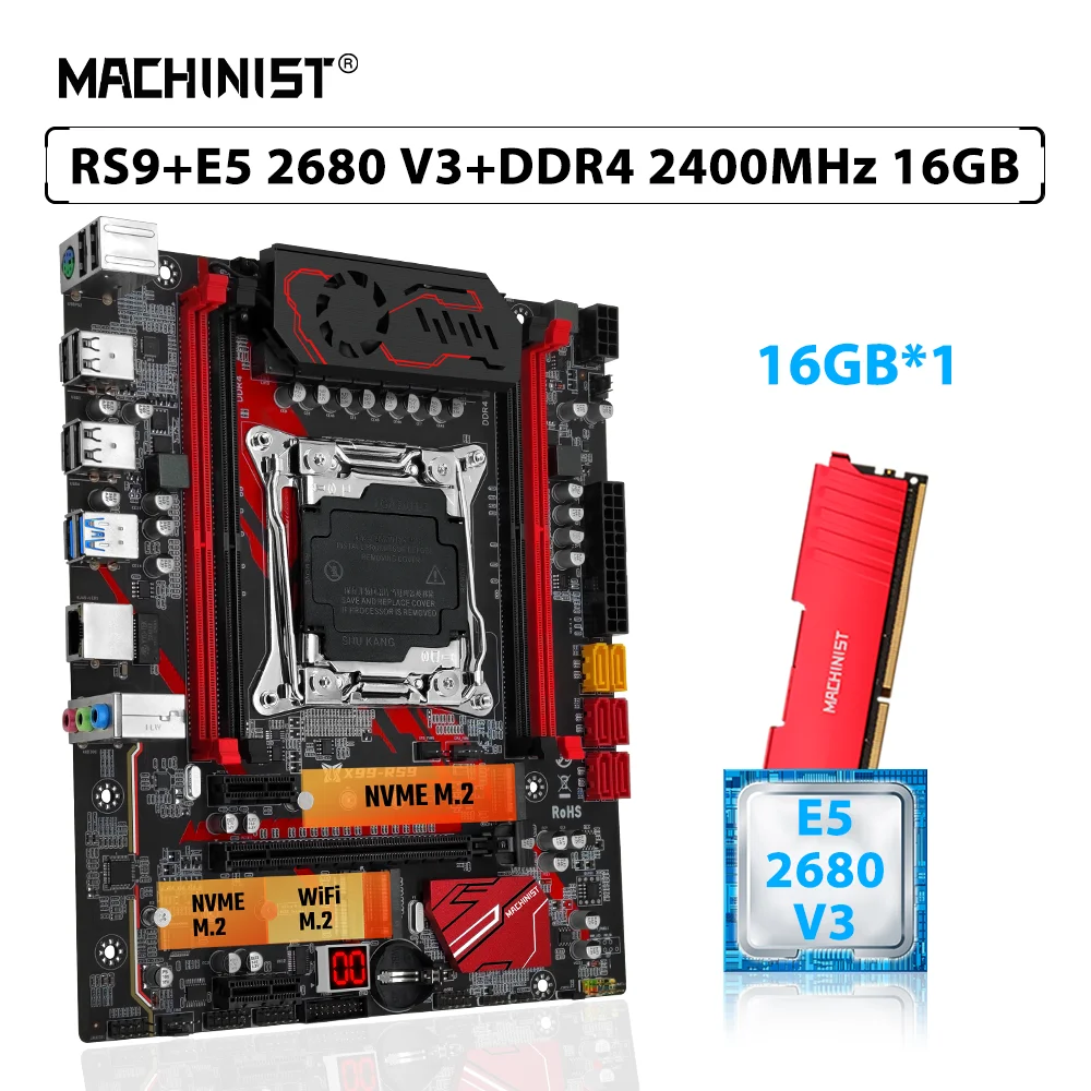 MACHINIST X99 RS9 комплект материнской платы LGA 2011-3 комплект Xeon E5 2680 V3 процессор ОЗУ DDR4 16 Гб 2400 МГц ECC память ATX SSD M.2 NVME
MACHINIST X99 RS9 комплект материнской платы LGA 2011-3 комплект Xeon E5 2680 V3 процессор ОЗУ DDR4 16 Гб 2400 МГц ECC память ATX SSD M.2 NVME
