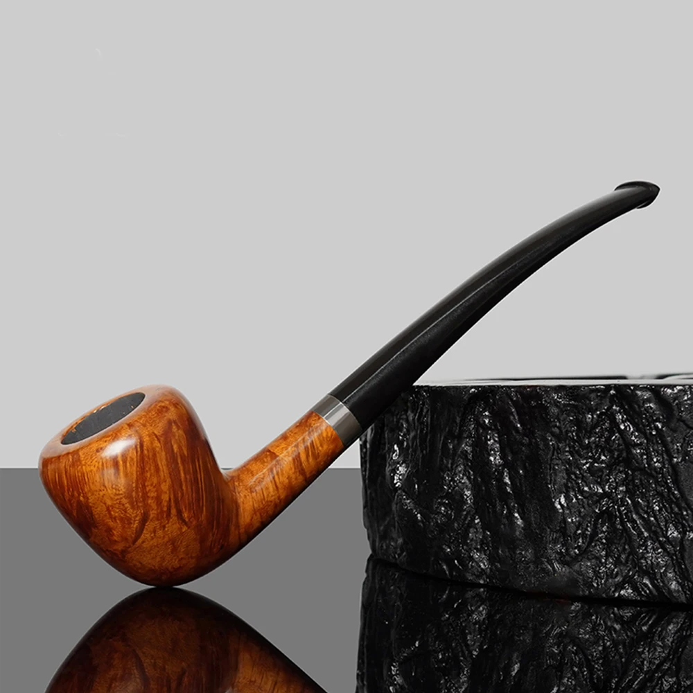 

Heather wood tobacco pipe, solid wood bowl, black vulcanized rubber mouthpiece, length 141mm, Father Day gift，（Briar） wood pipe