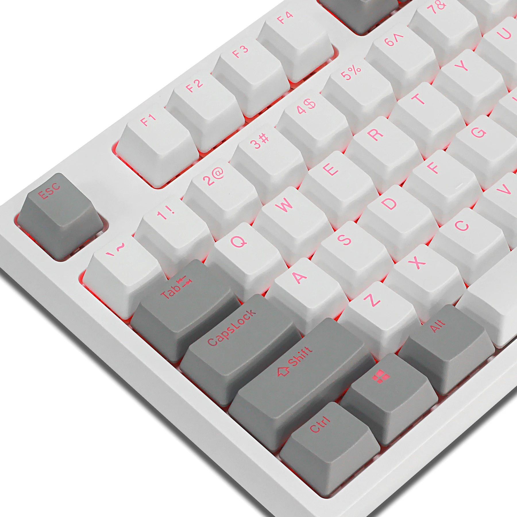 

PBT keycaps Grey white double shot OEM Profile key caps for 61 87 104 108 MX Switch gaming Mechanical keyboards