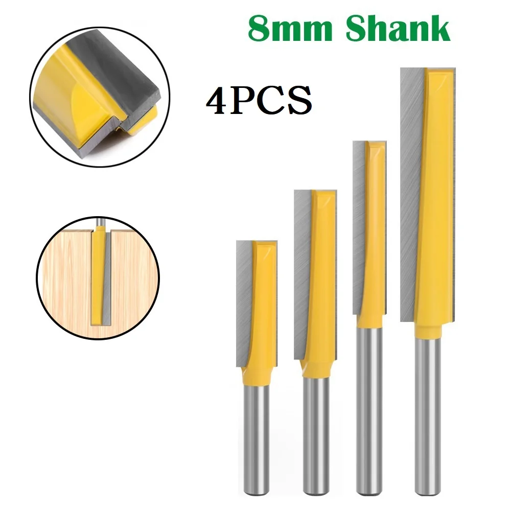 4pcs End Milling Cutter 8mm Shank Straight Router Bit For Bottom Wood Cleaning Trimming Woodworking Carpentry Tool Parts
4pcs End Milling Cutter 8mm Shank Straight Router Bit For Bottom Wood Cleaning Trimming Woodworking Carpentry Tool Parts