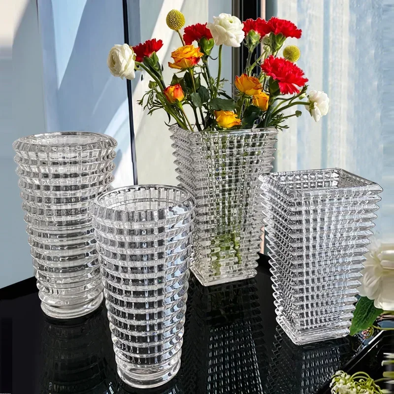 

High Style Ins Vase Crystal Living Luxury Decoration Flower Internet-famous Sense Room Arrangement Glass