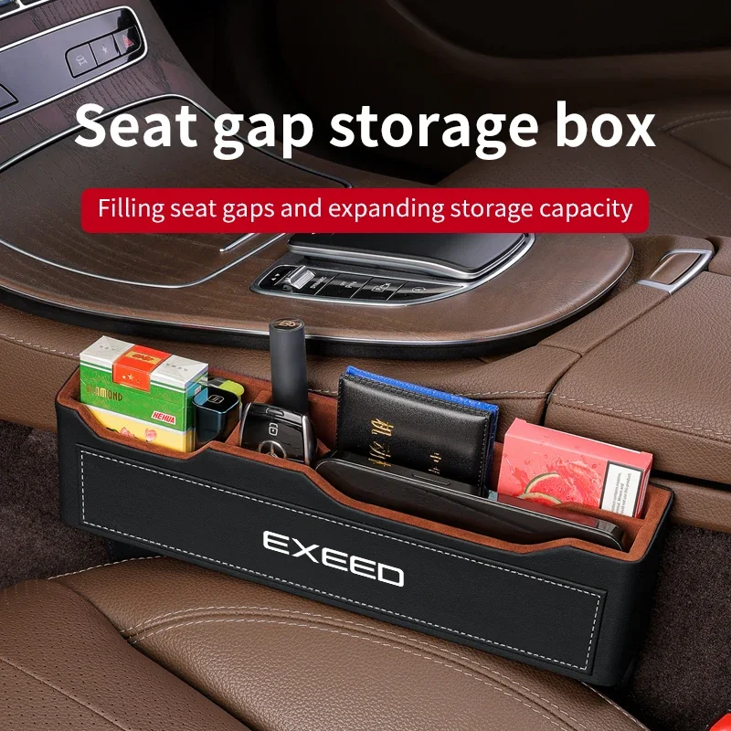 

For Chery Exeed TXL TX VX LX 2021 2022 2023 2024 Leather Car Seat Gap Organizer Seat Crevice Slot Storage Box Auto Accessories