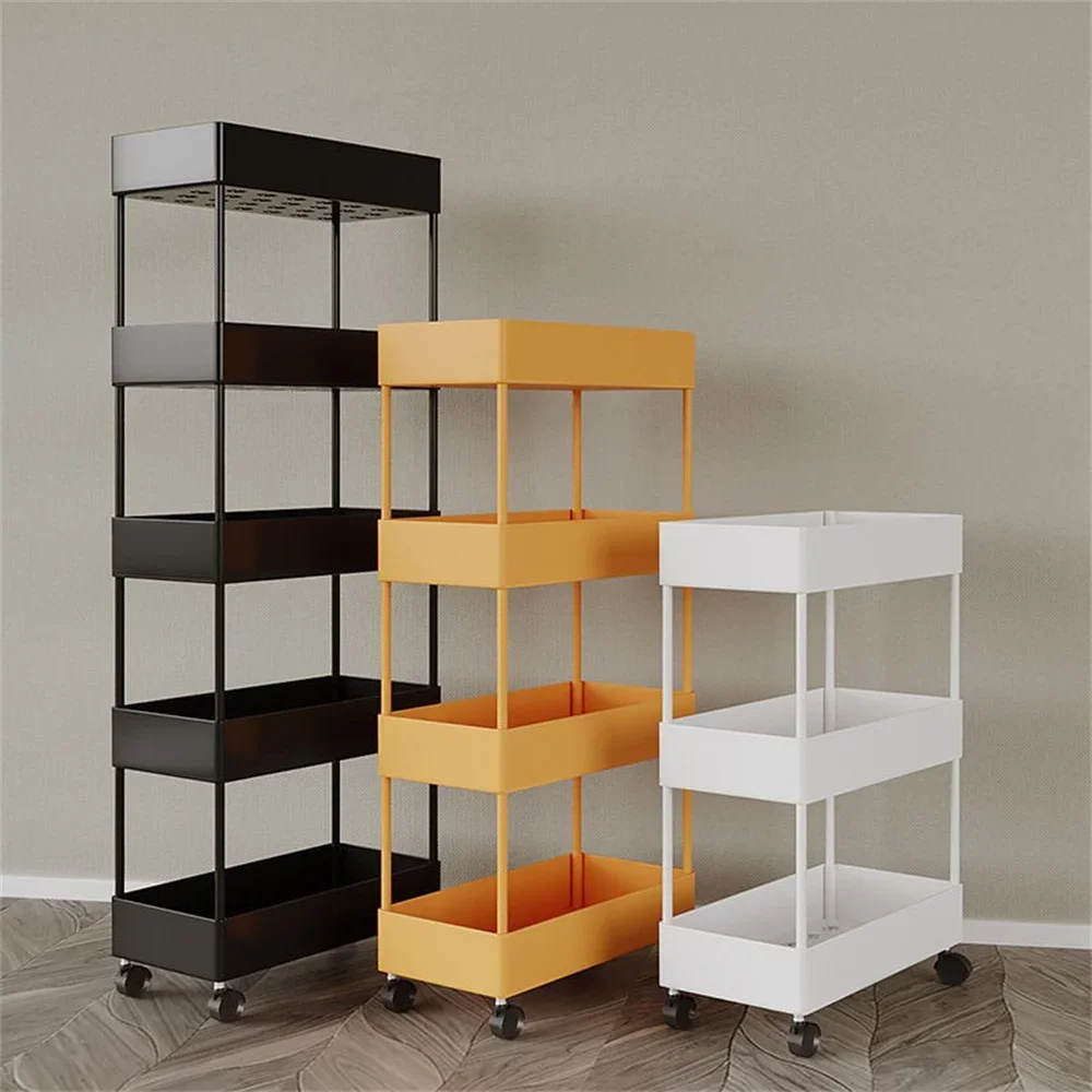 

Storage Cart Multifunctional High Capacity Save Space 3/4-Tier Storage Movable Floor-Standing Rolling Vertical Shelf for Kitchen