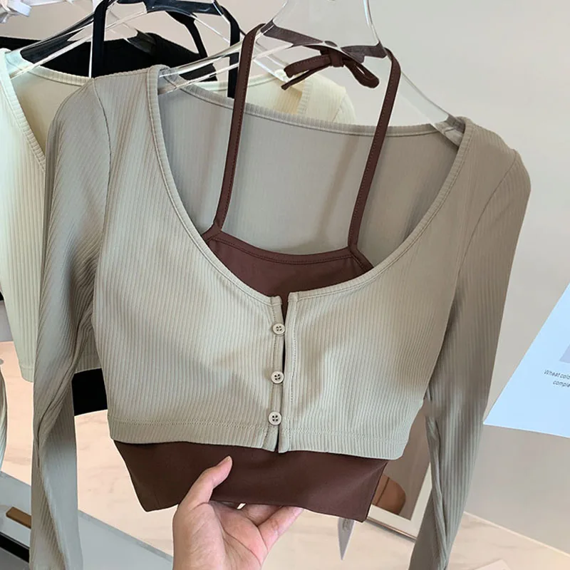 Обманка из двух предметов, спортивный кроп-топ с длинными рукавами, футболки для йоги, женская футболка для бега, эластичная облегающая уличная одежда для спортзала и активного отдыха
Обманка из двух предметов, спортивный кроп-топ с длинными рукавами, футболки для йоги, женская футболка для бега, эластичная облегающая уличная одежда для спортзала и активного отдыха