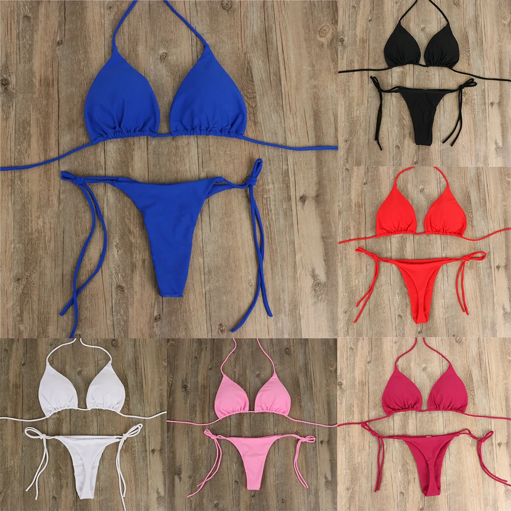 Women Thong Bikini Set Side Tie Sexy Swimsuit Bandage Style Brazilian Swimwear Woman Clothing Red/Blue/Black/White/Wine Red/Pink
Women Thong Bikini Set Side Tie Sexy Swimsuit Bandage Style Brazilian Swimwear Woman Clothing Red/Blue/Black/White/Wine Red/Pink